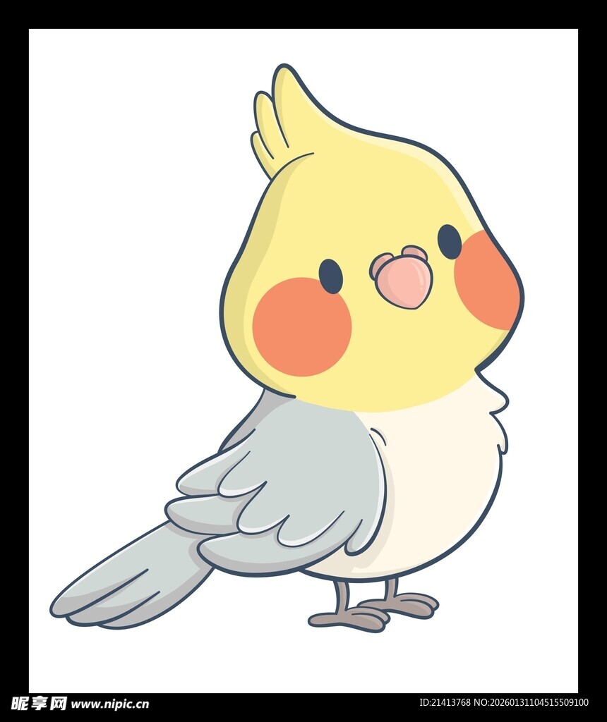 可爱玄凤鹦鹉卡通形象