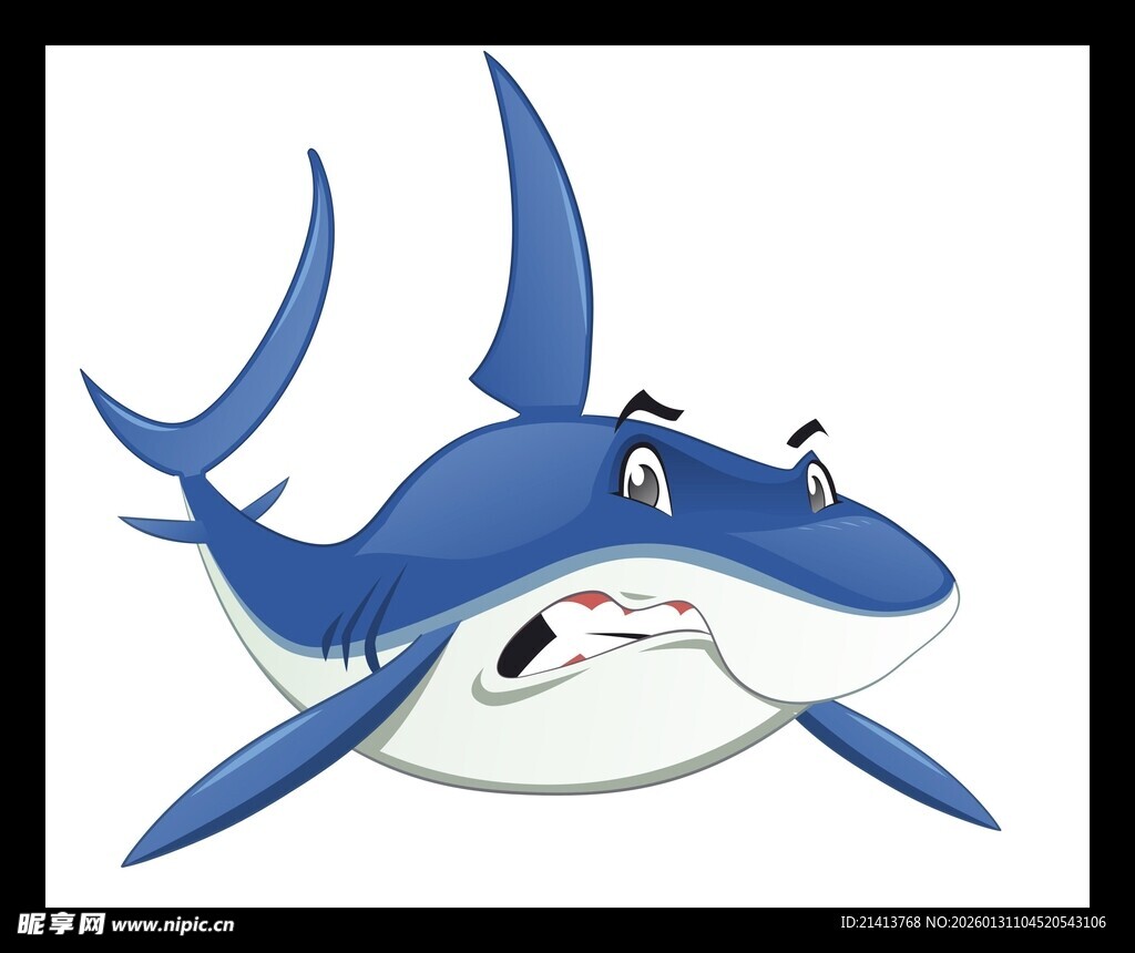 卡通蓝色鲨鱼形象