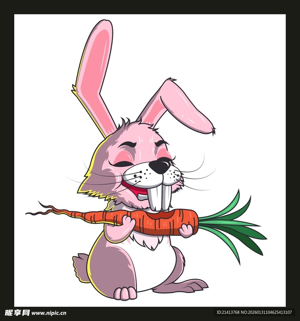 兔子开心啃食胡萝卜
