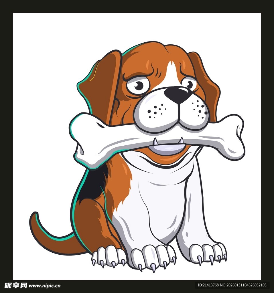 叼着骨头的可爱小狗