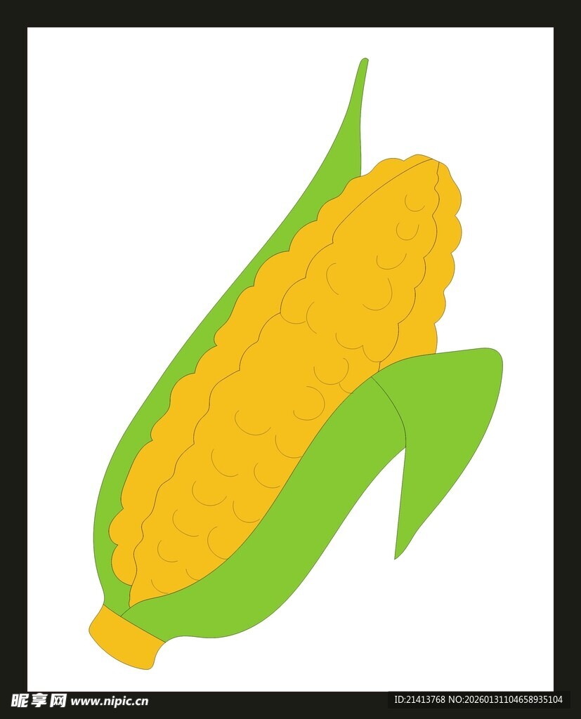 卡通形象的新鲜玉米棒
