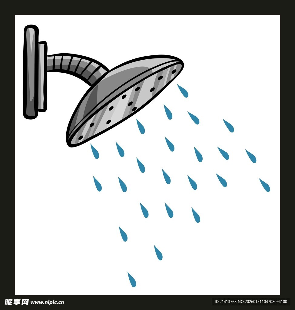 淋浴喷头喷水场景