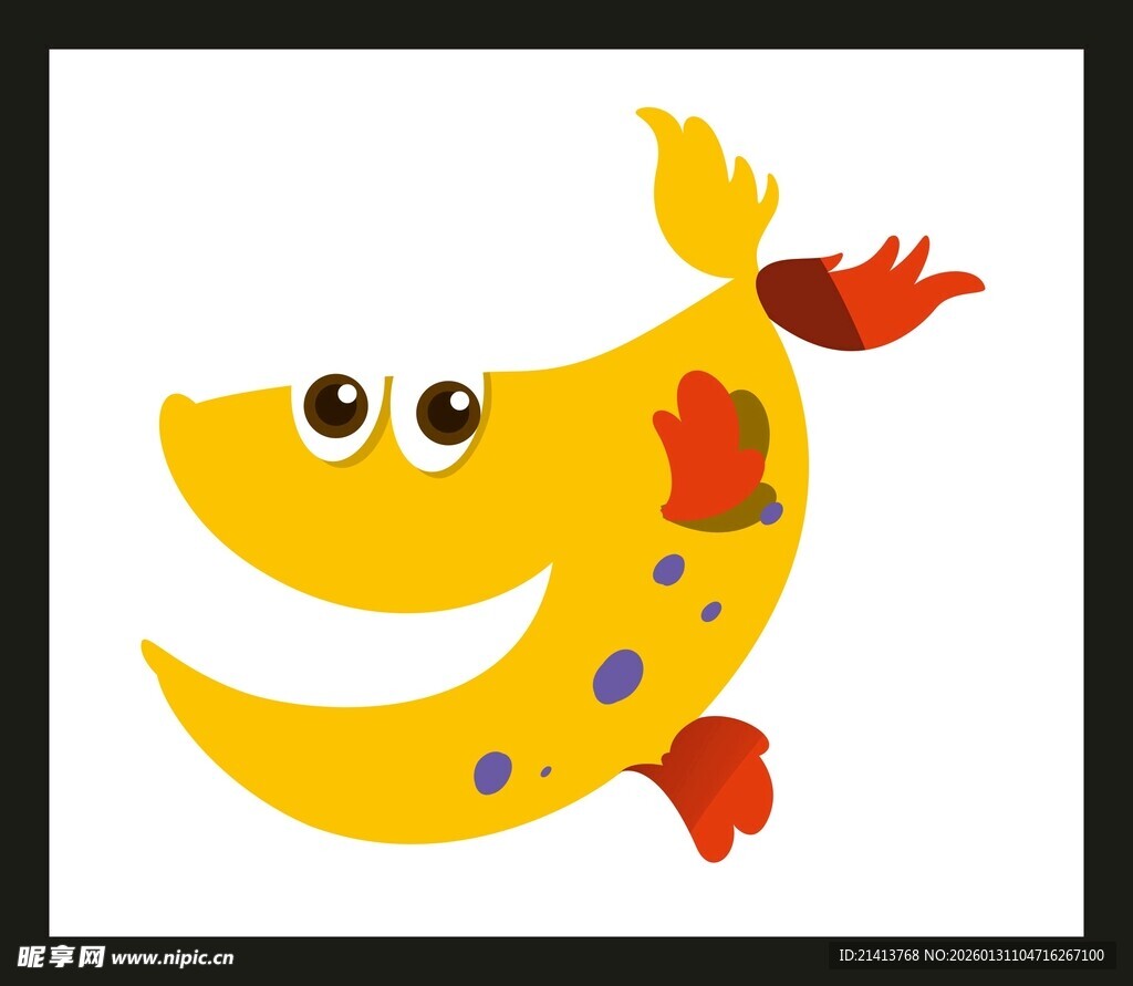 黄色卡通小鱼形象设计