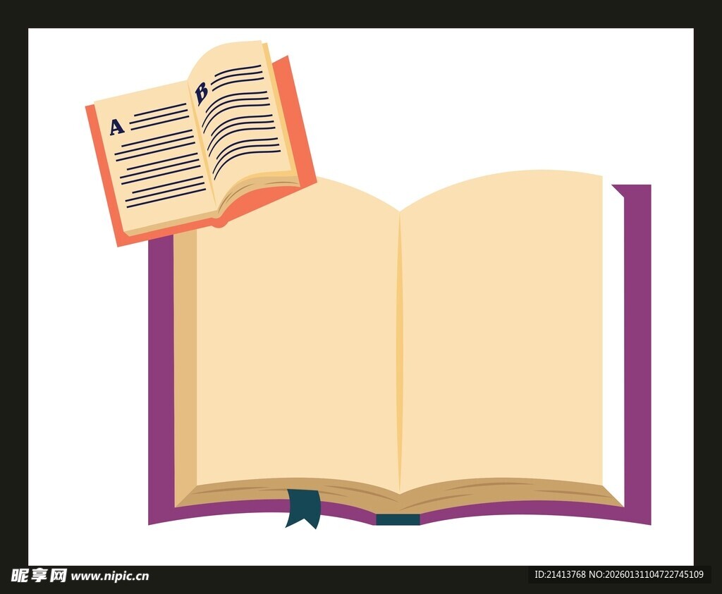 翻开的书籍与书页