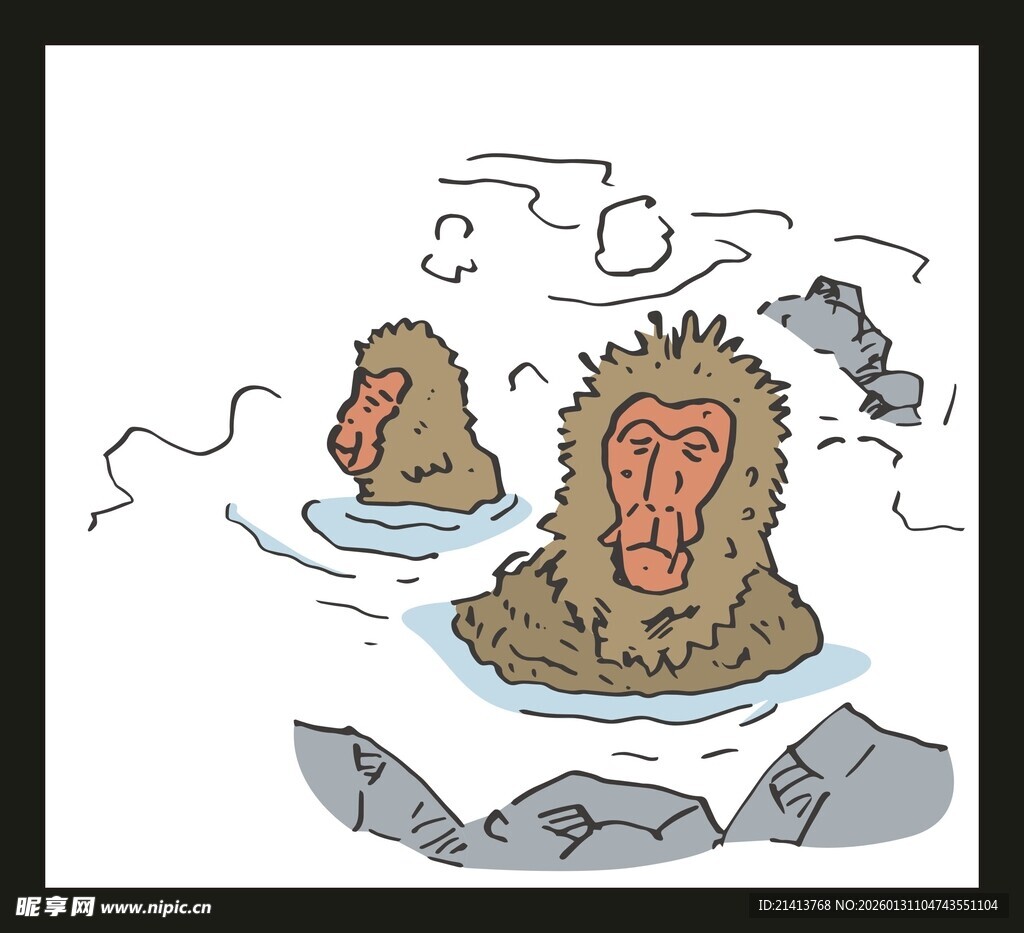 温泉中的可爱日本猕猴