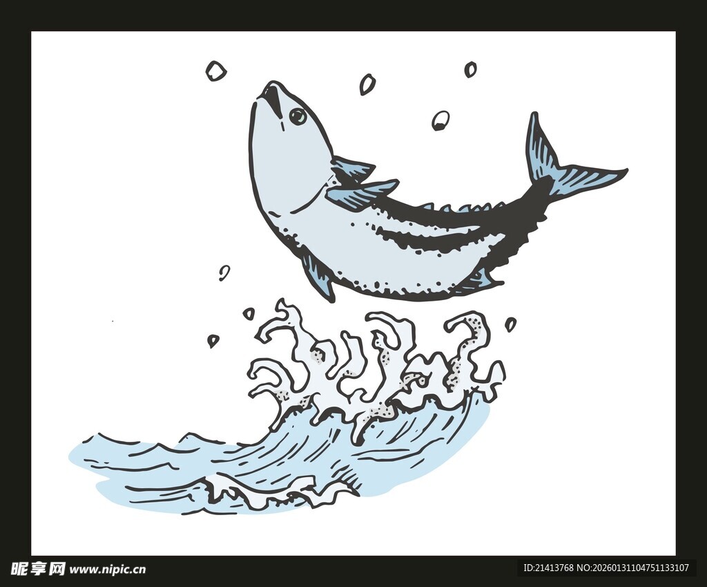 跃出海面的鲸鱼插画
