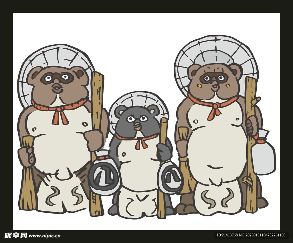 三只卡通动物的趣味形象