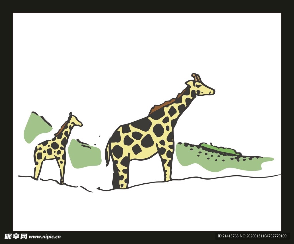 母子长颈鹿的温馨画面