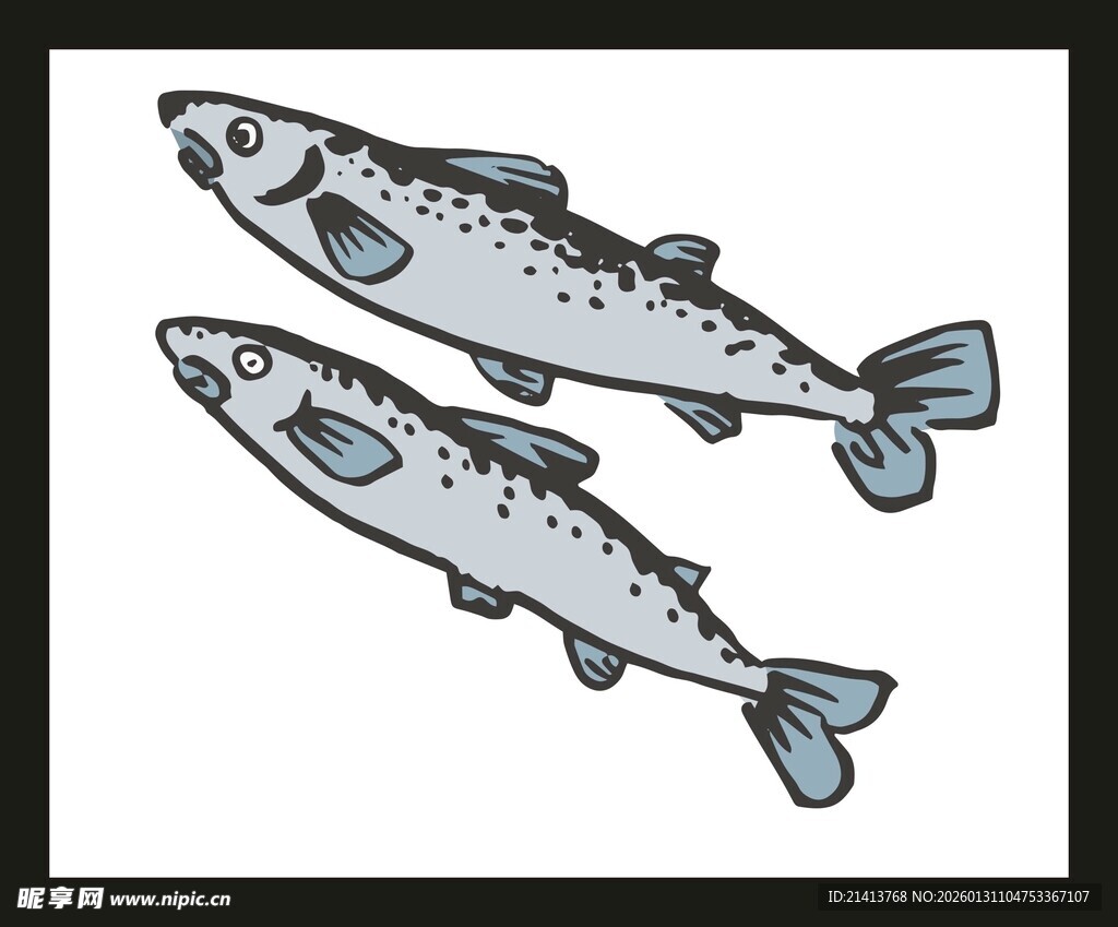 两条卡通鲑鱼