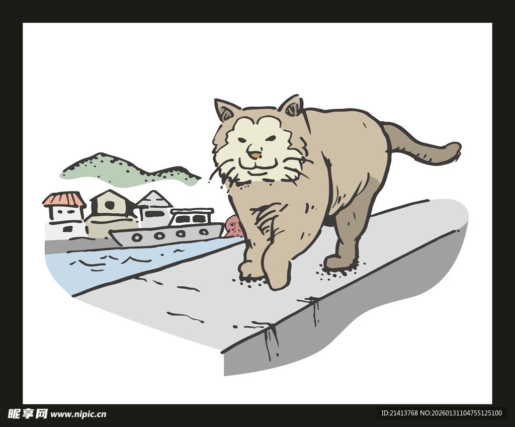 猫咪于户外雪地行走