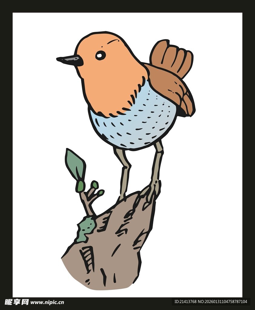 站在树桩上的彩色小鸟