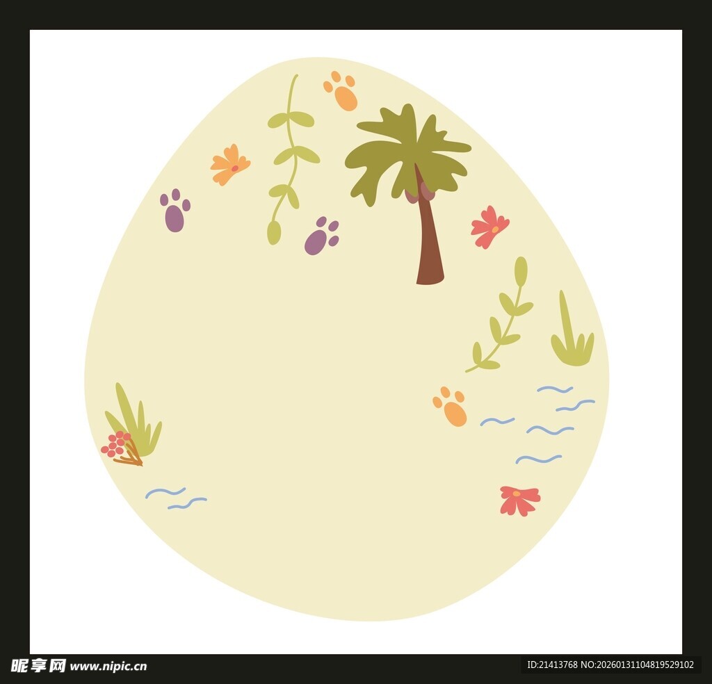 热带风情蛋形海洋插画