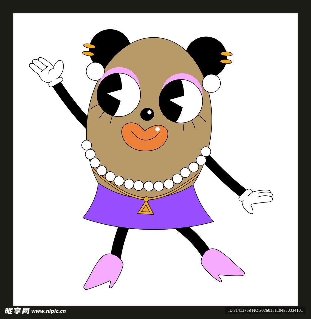 卡通熊猫女孩可爱形象
