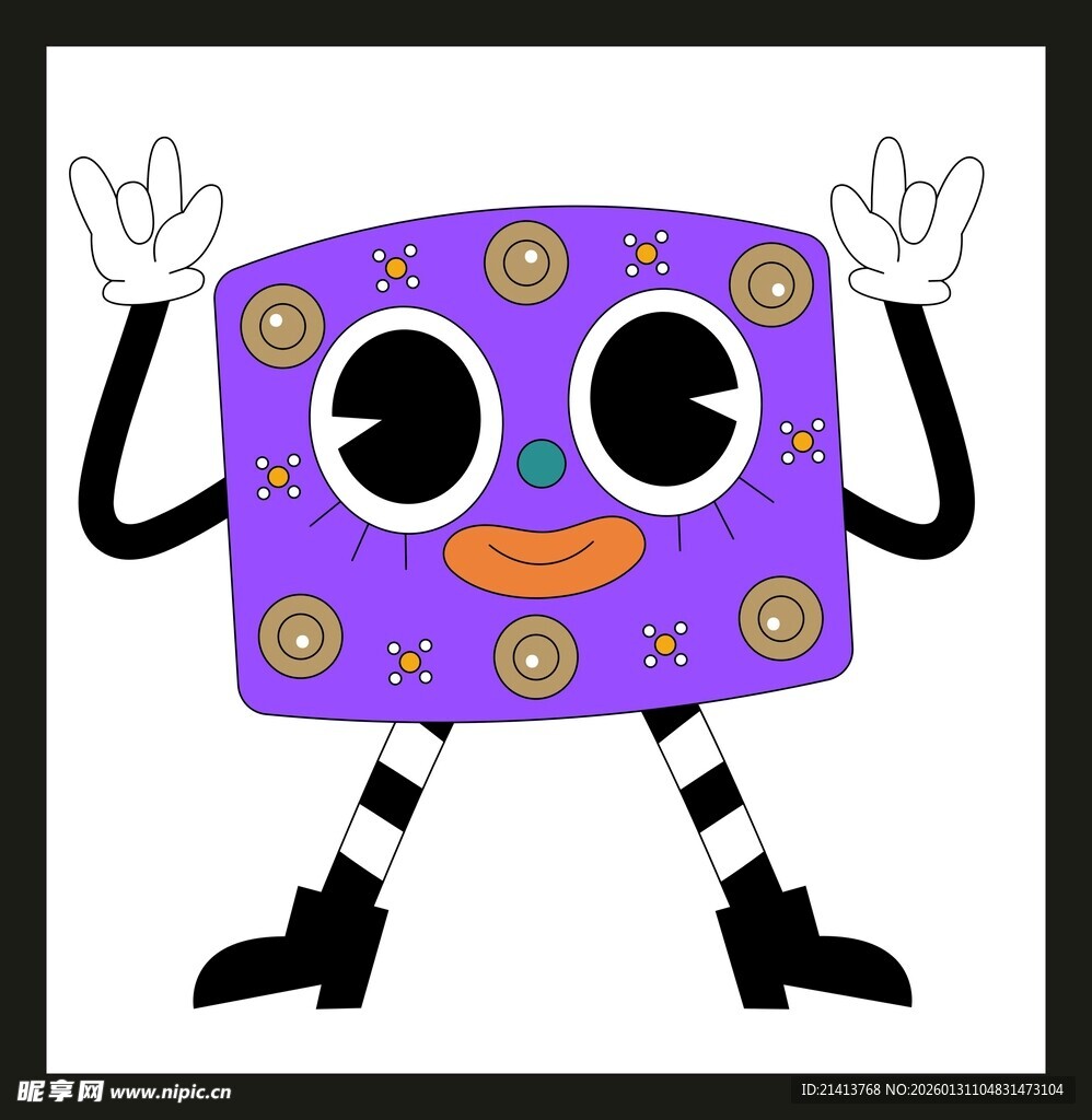 紫色卡通角色欢乐起舞