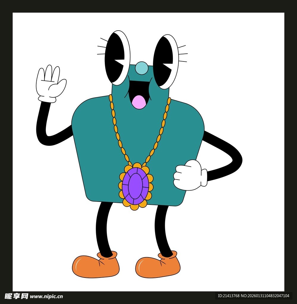 卡通宝石角色挥手示意