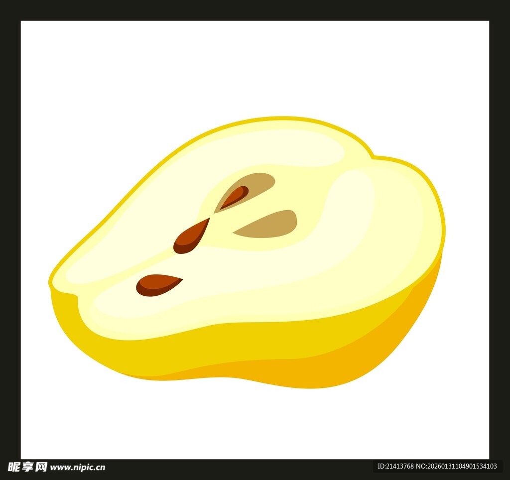 切开的黄色梨子插画