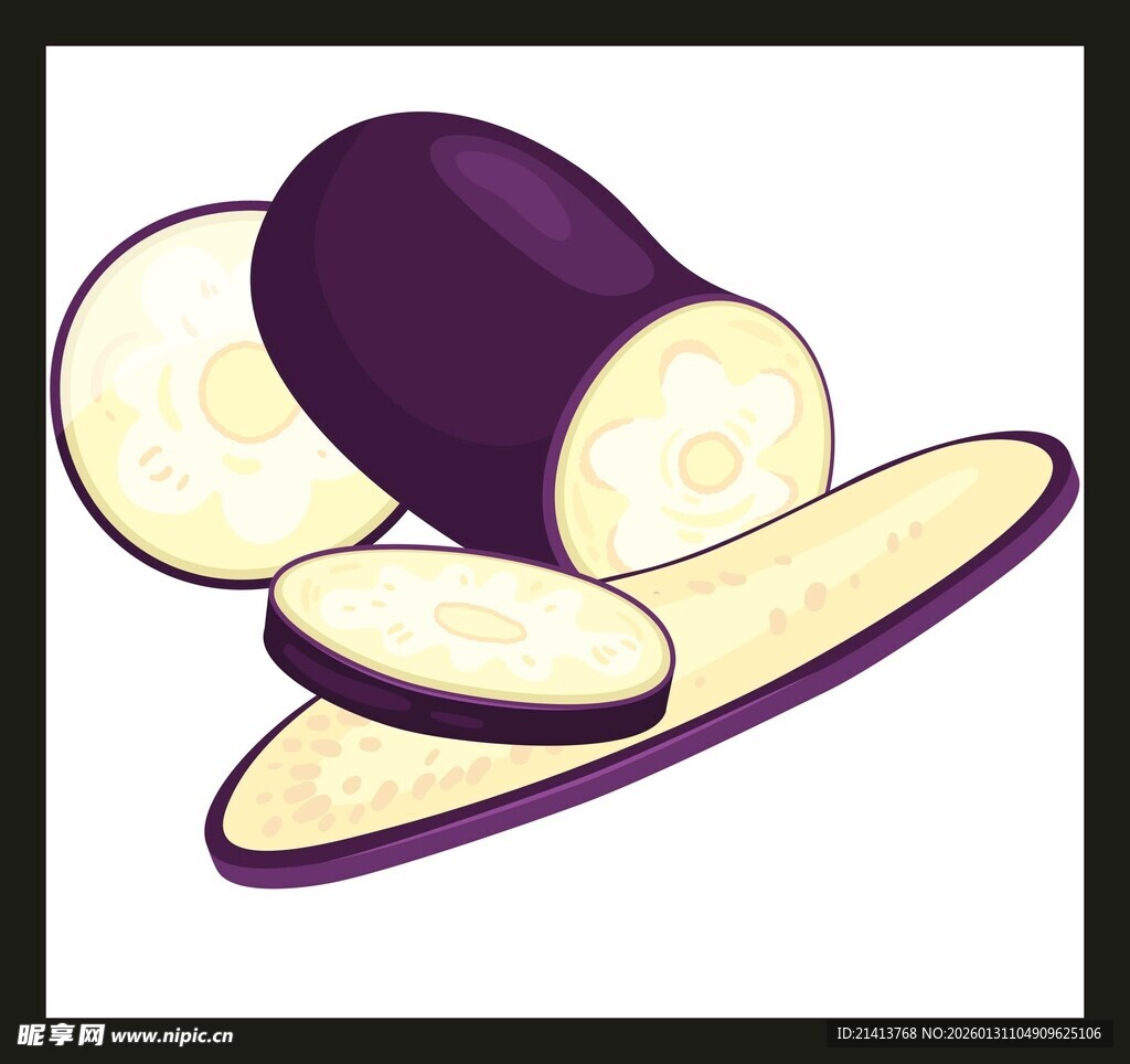 切片茄子插画