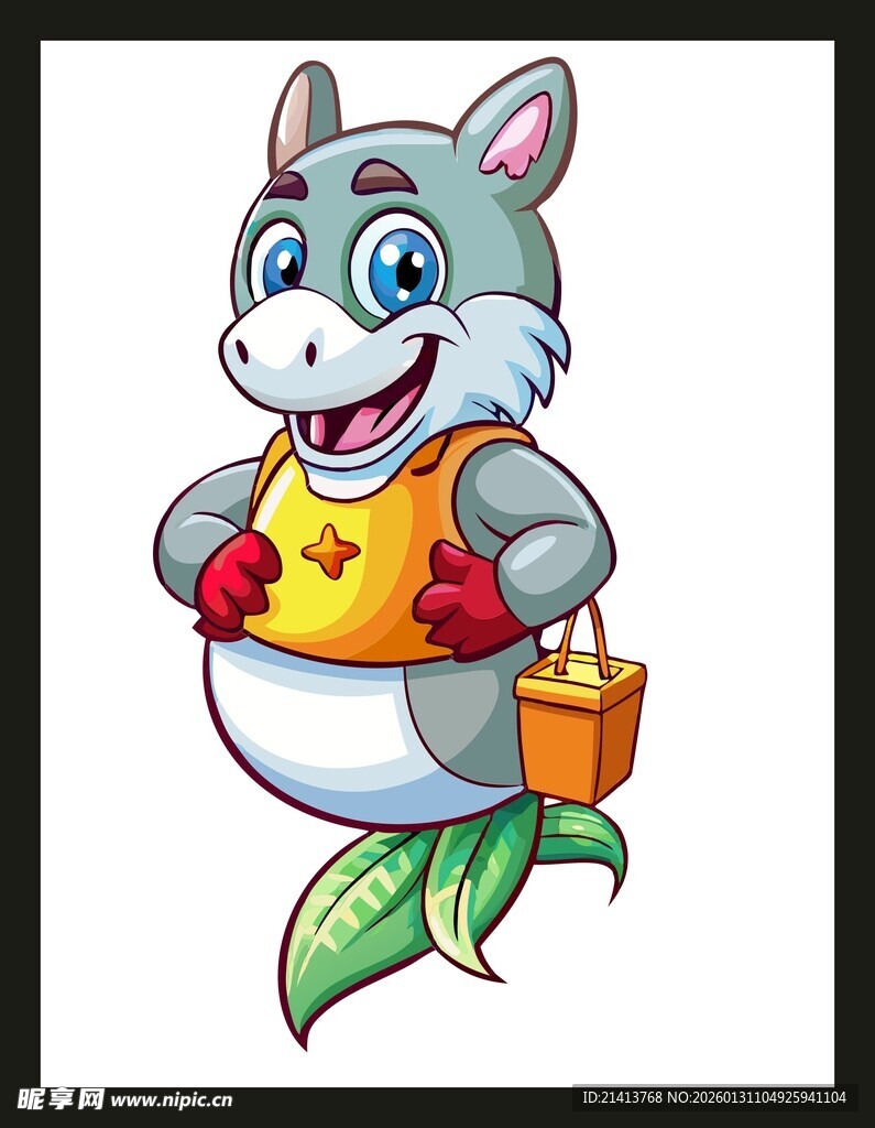 卡通袋鼠提桶形象