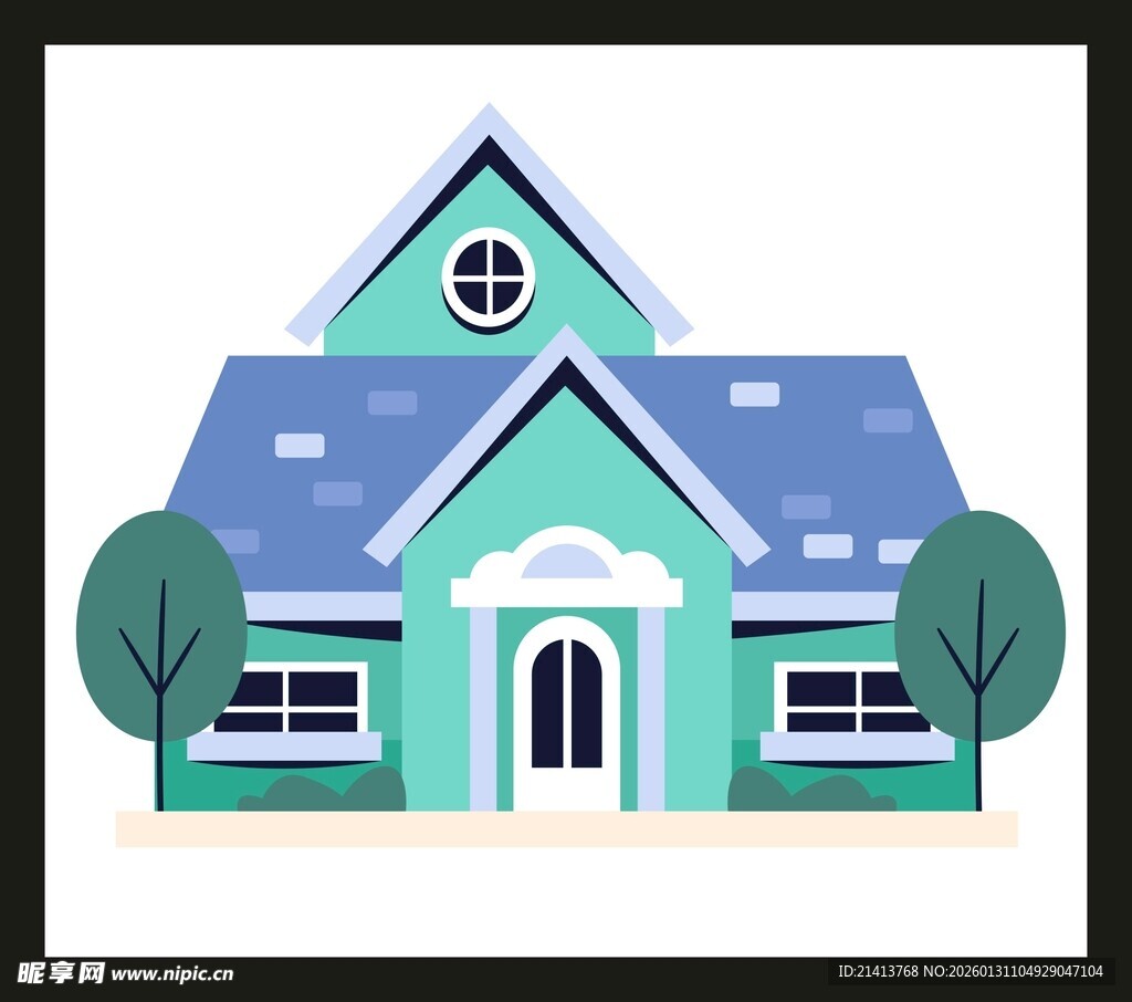 可爱清新风格的独栋小房子