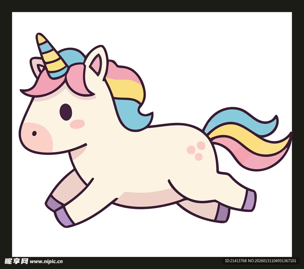 可爱独角兽欢快奔跑