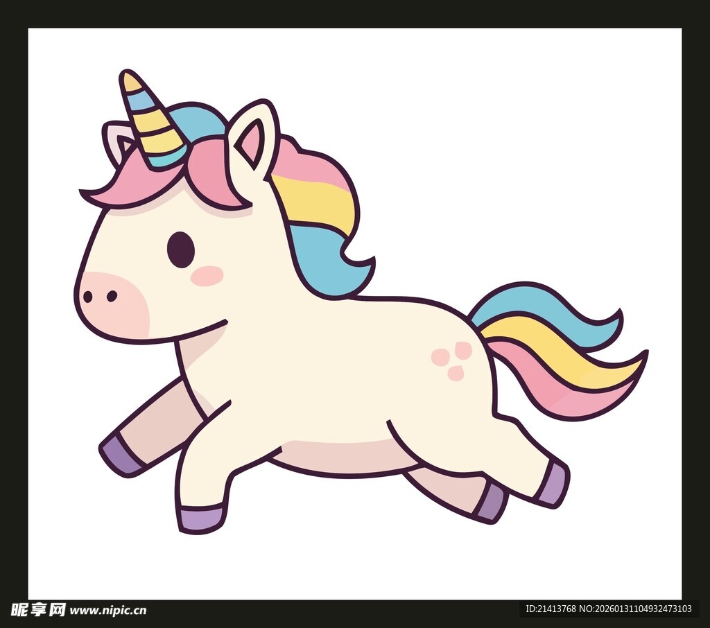 可爱独角兽欢快奔跑