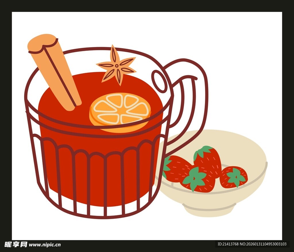 热红酒配草莓与香料