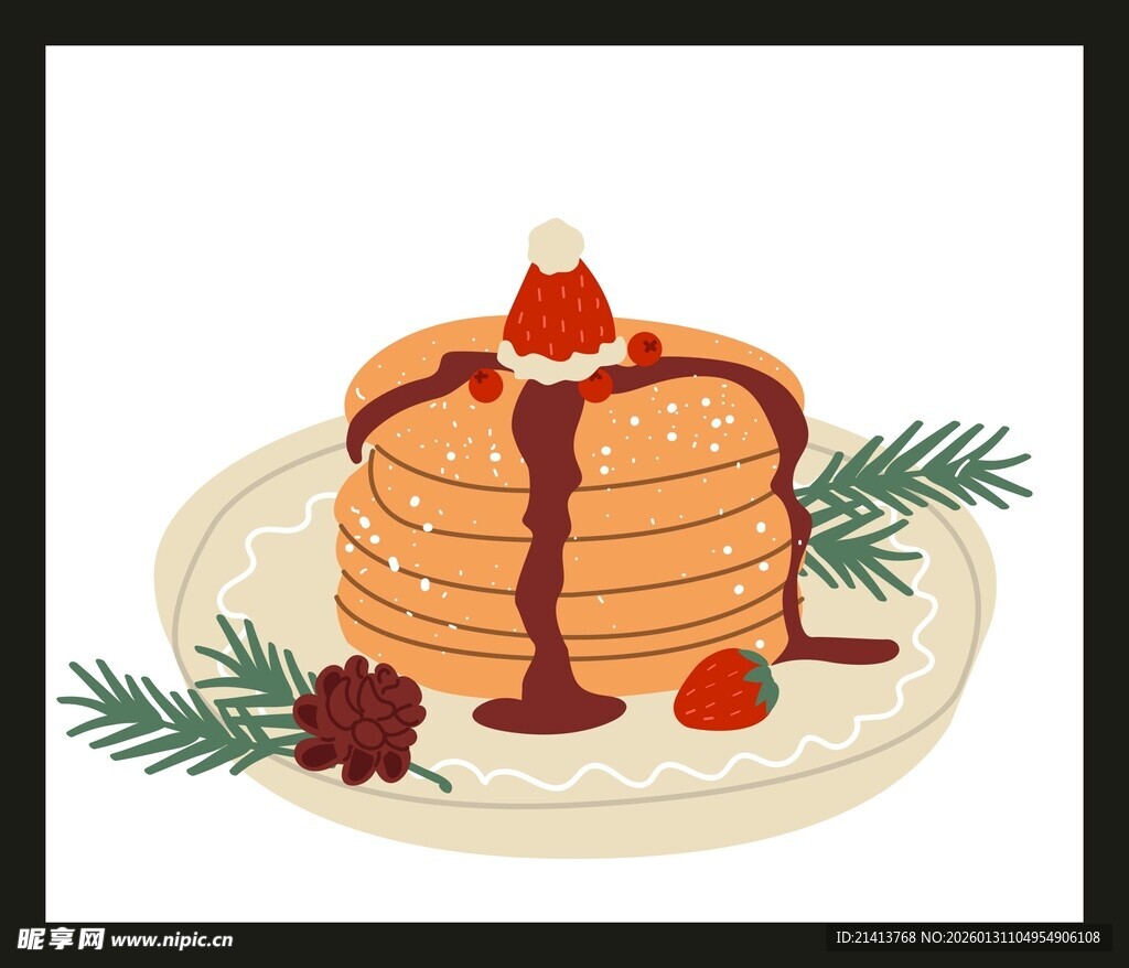 美味松饼配浆果与松枝