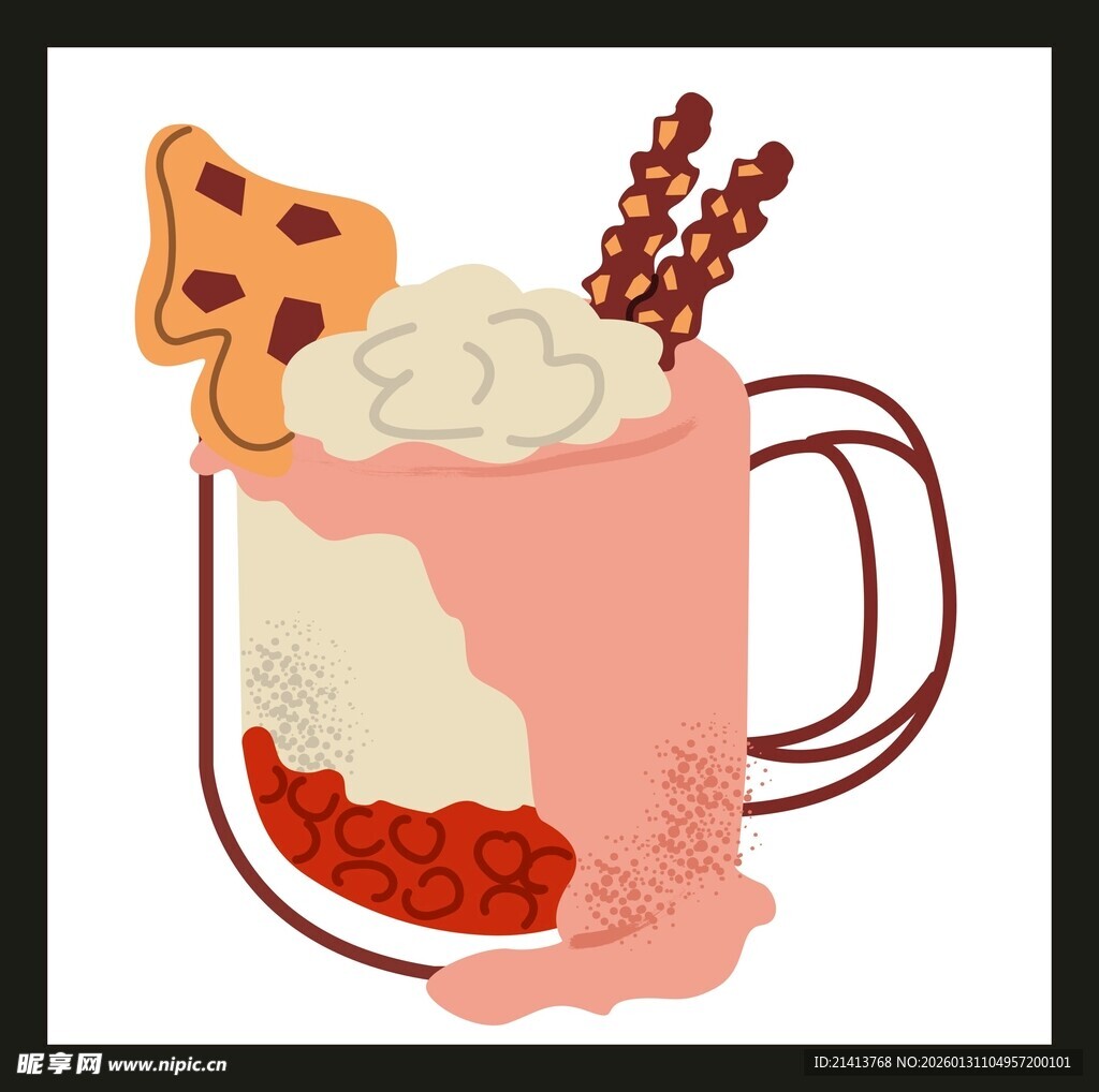美味热饮配饼干与奶油
