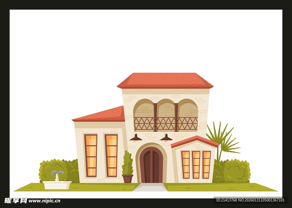 简约风格独栋住宅插画