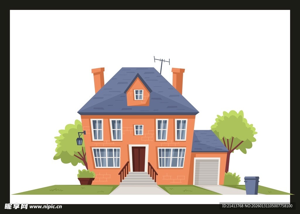 温馨独栋住宅插画