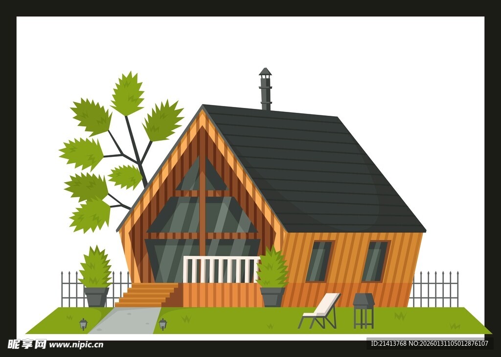 温馨木屋庭院景观