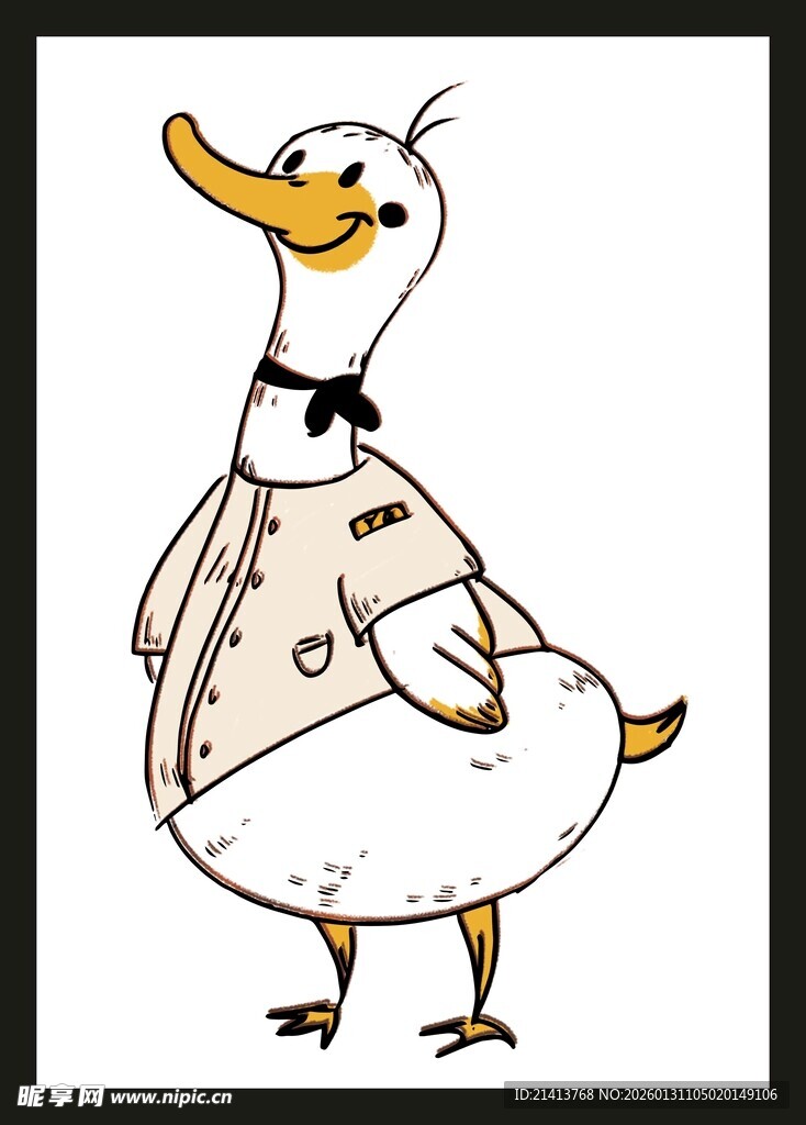 穿着礼服的卡通鸭子