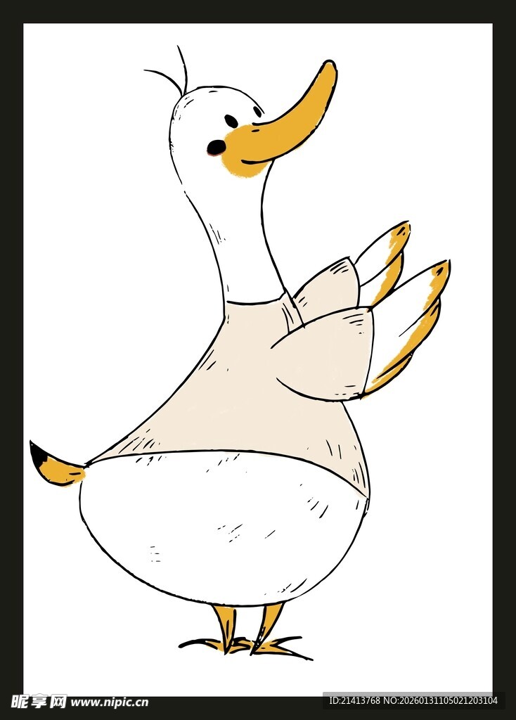 可爱卡通鸭子站立形象