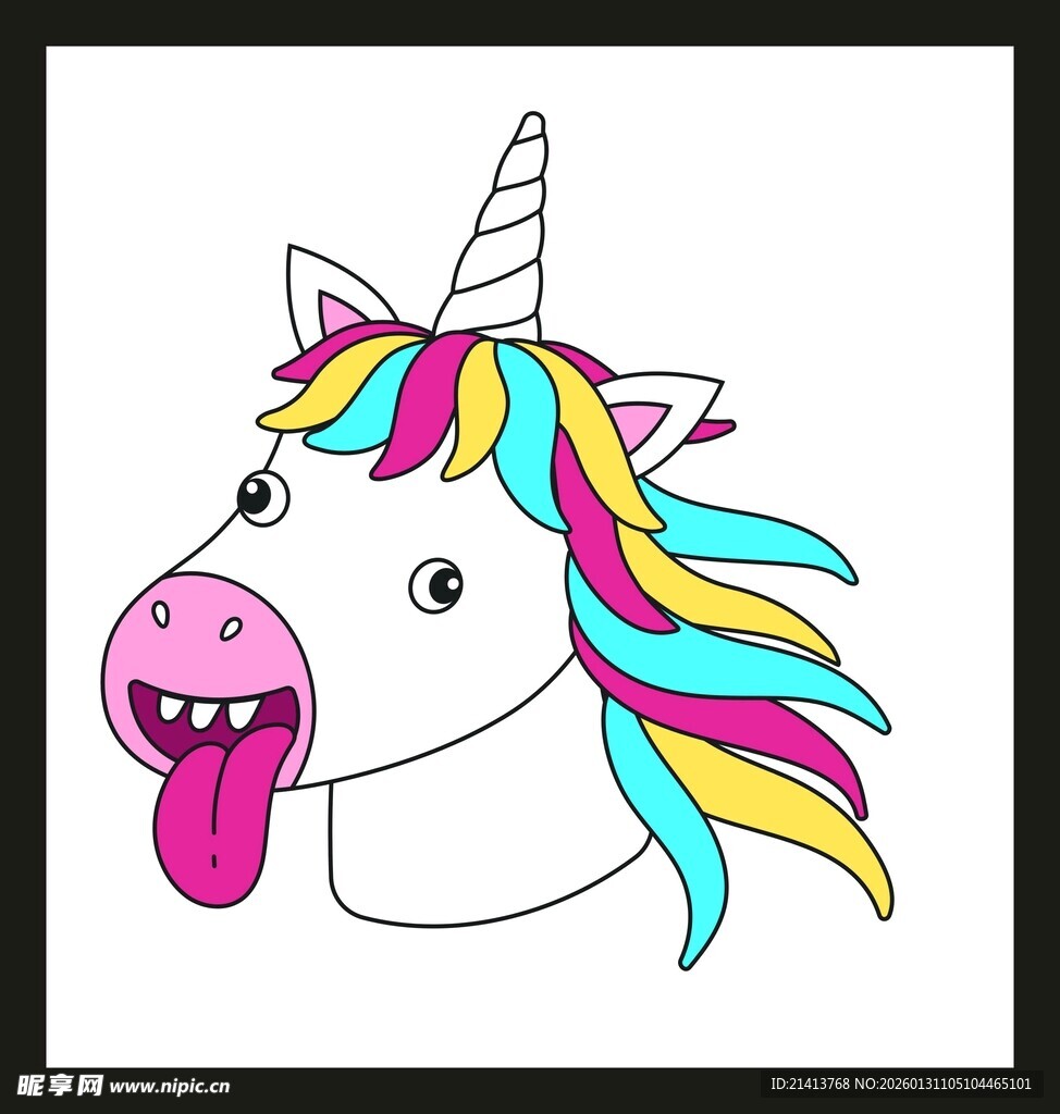 可爱独角兽吐舌卡通形象