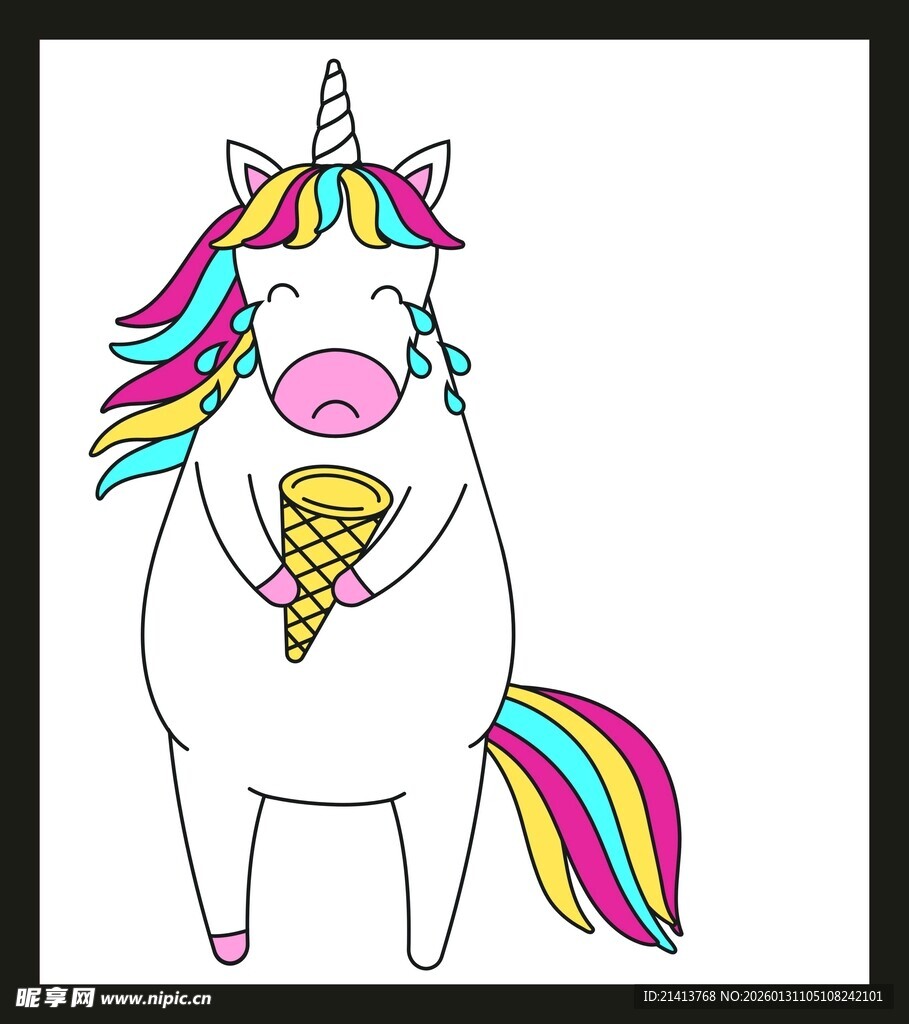 独角兽手持冰淇淋