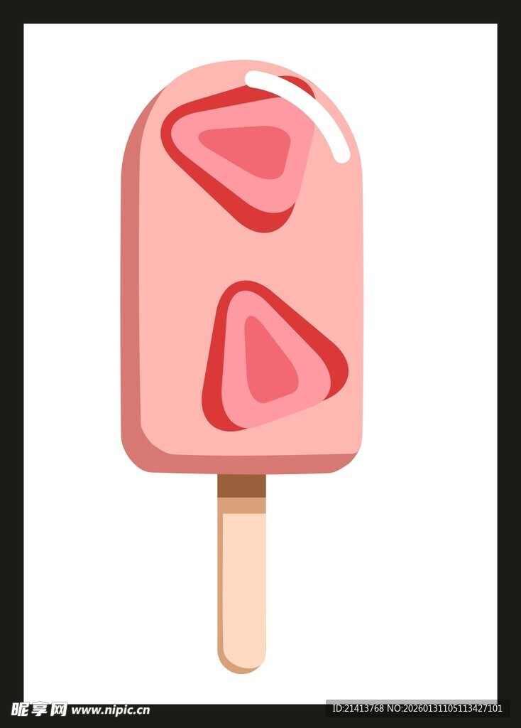 草莓味冰棍插画