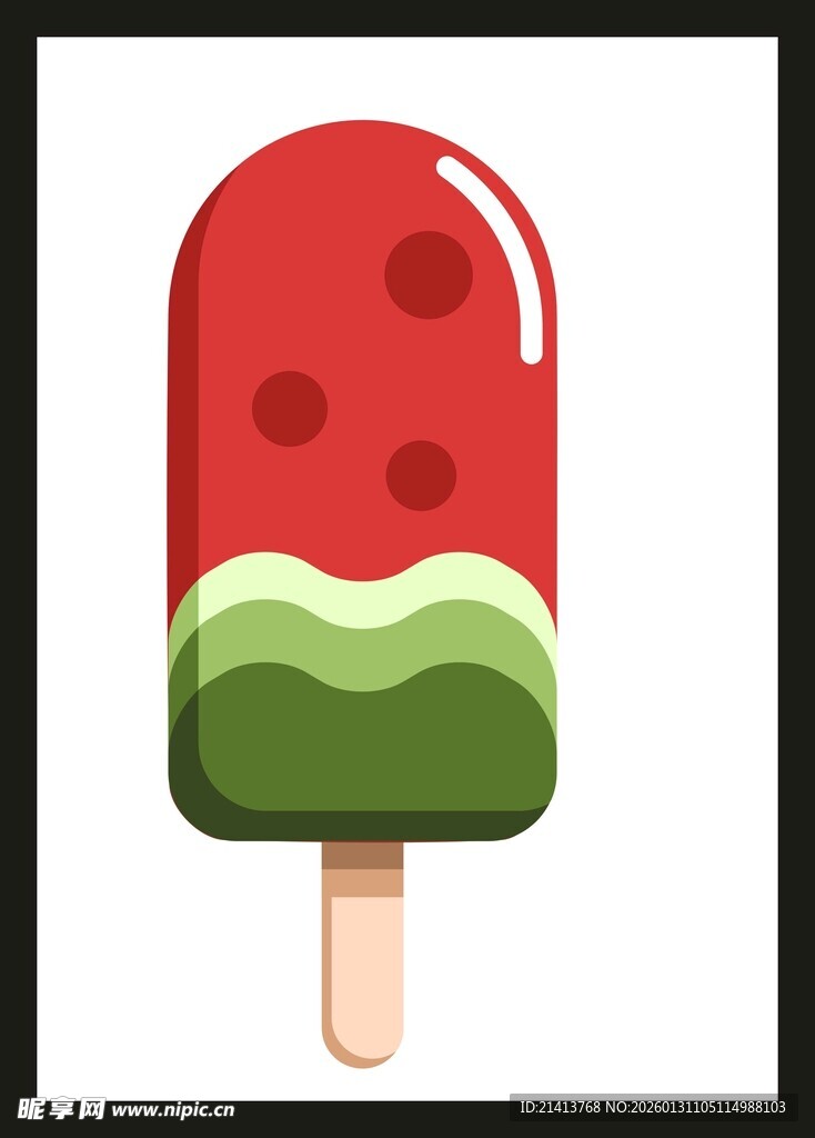 西瓜造型冰棍插画