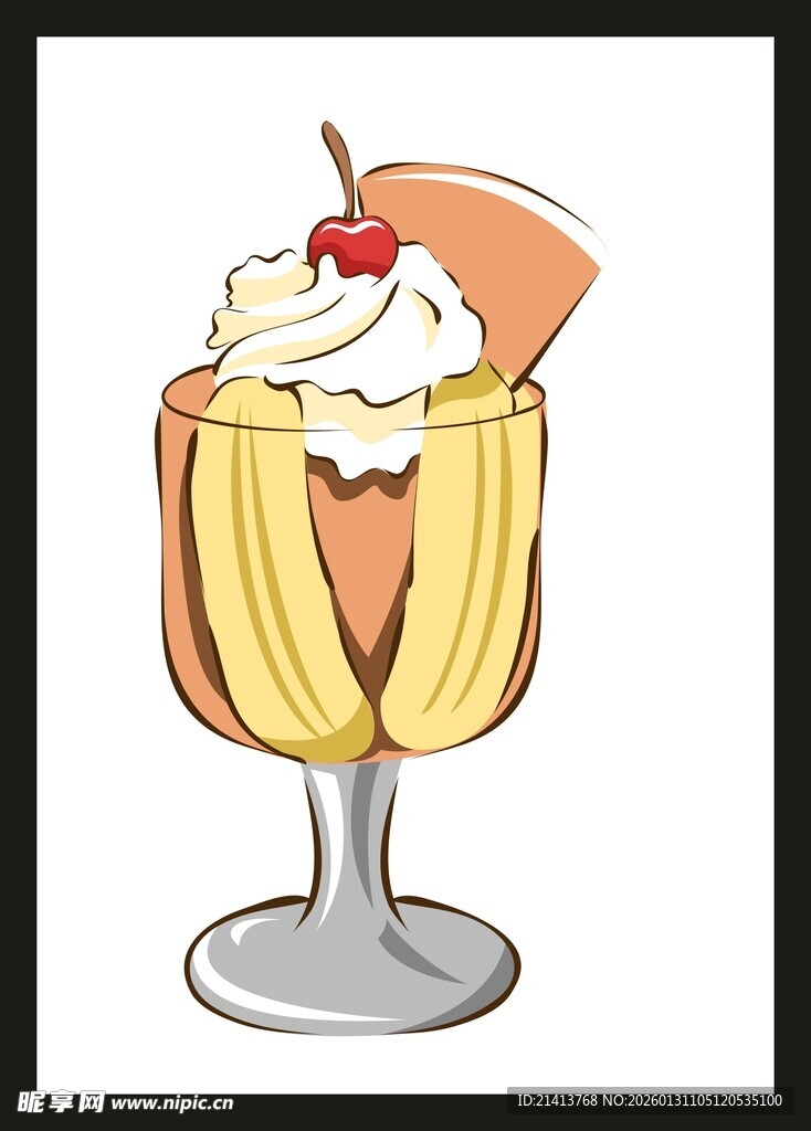 美味冰淇淋甜品杯