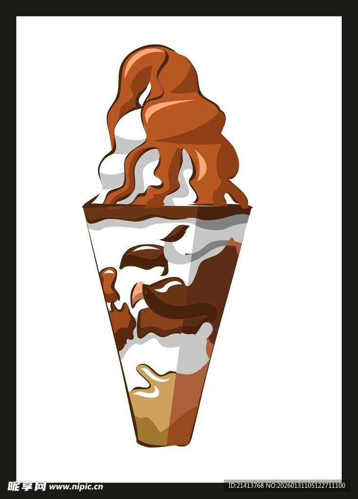 美味巧克力冰淇淋甜筒