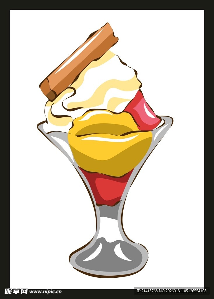 美味分层水果冰淇淋