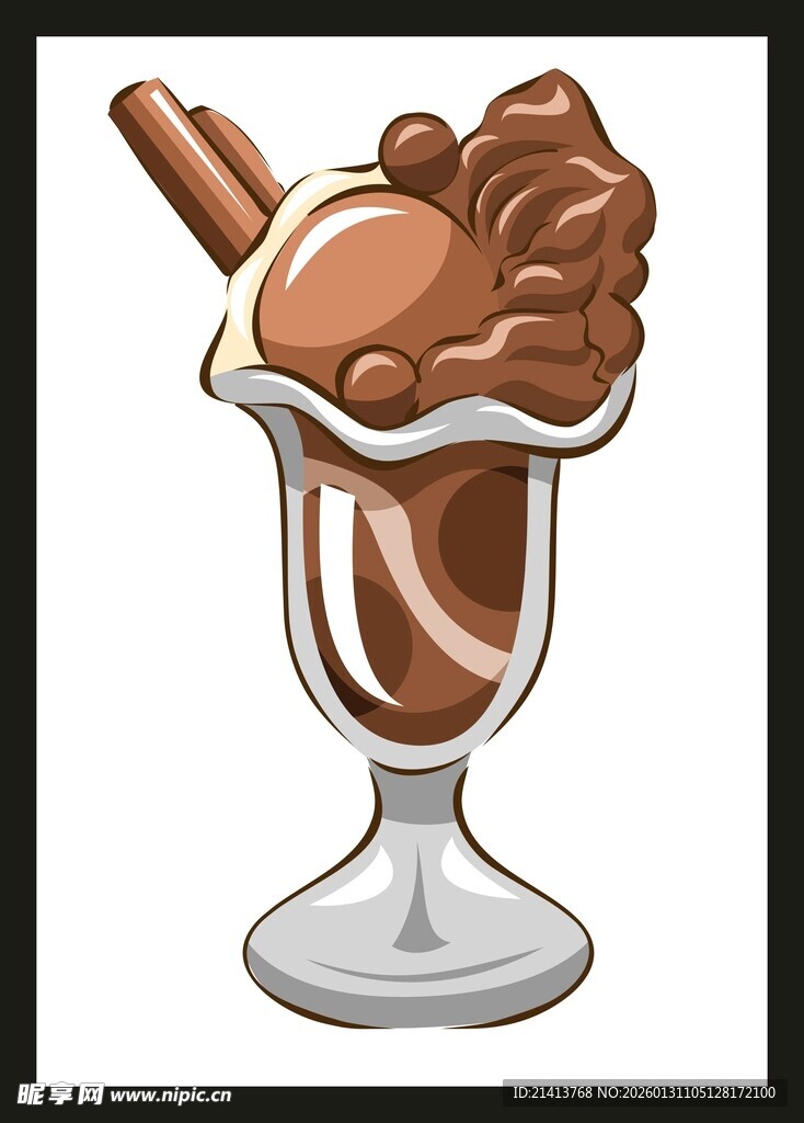 巧克力冰淇淋甜品特写