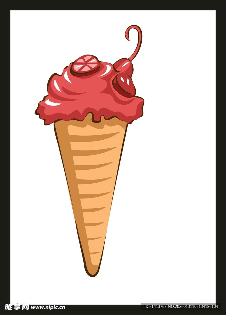 草莓冰淇淋甜筒