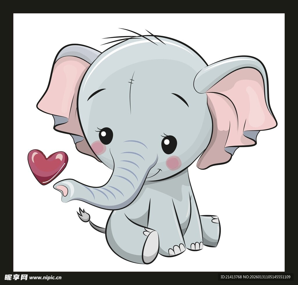 可爱小象举爱心