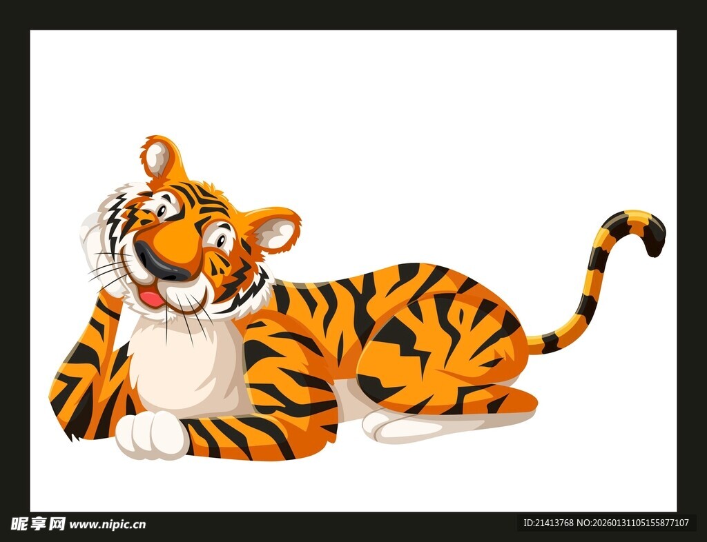 可爱躺卧卡通老虎形象