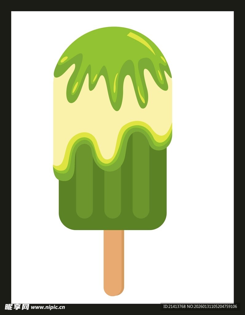 绿色奶油融化的冰棍