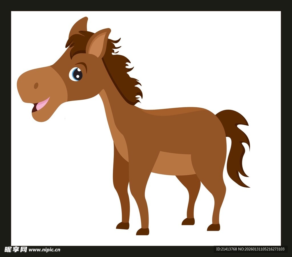 可爱卡通棕色小马