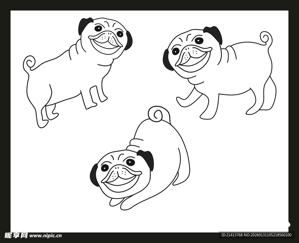 三只哈巴狗简笔画