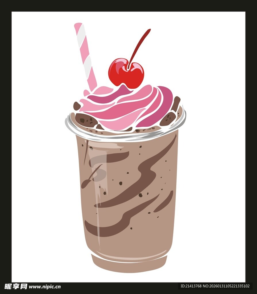 巧克力奶昔配樱桃奶油