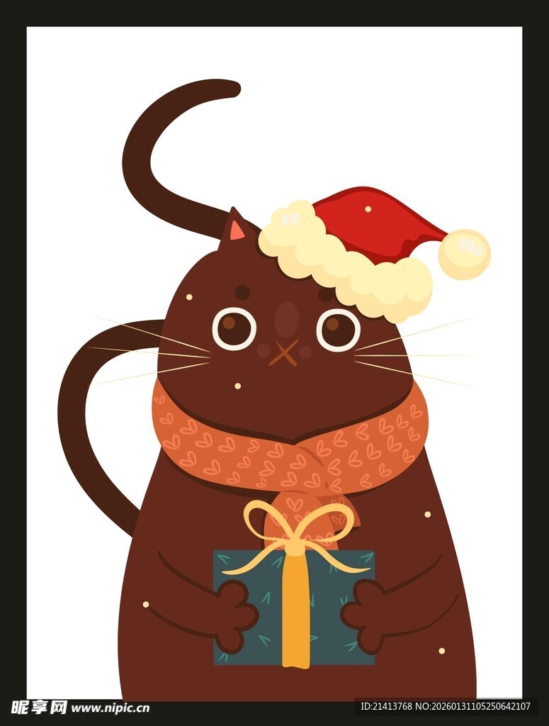 戴帽猫咪抱礼物