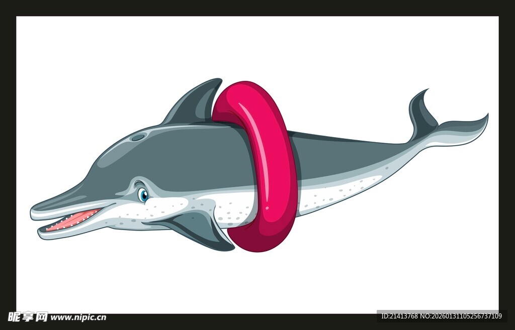 戴救生圈的可爱海豚